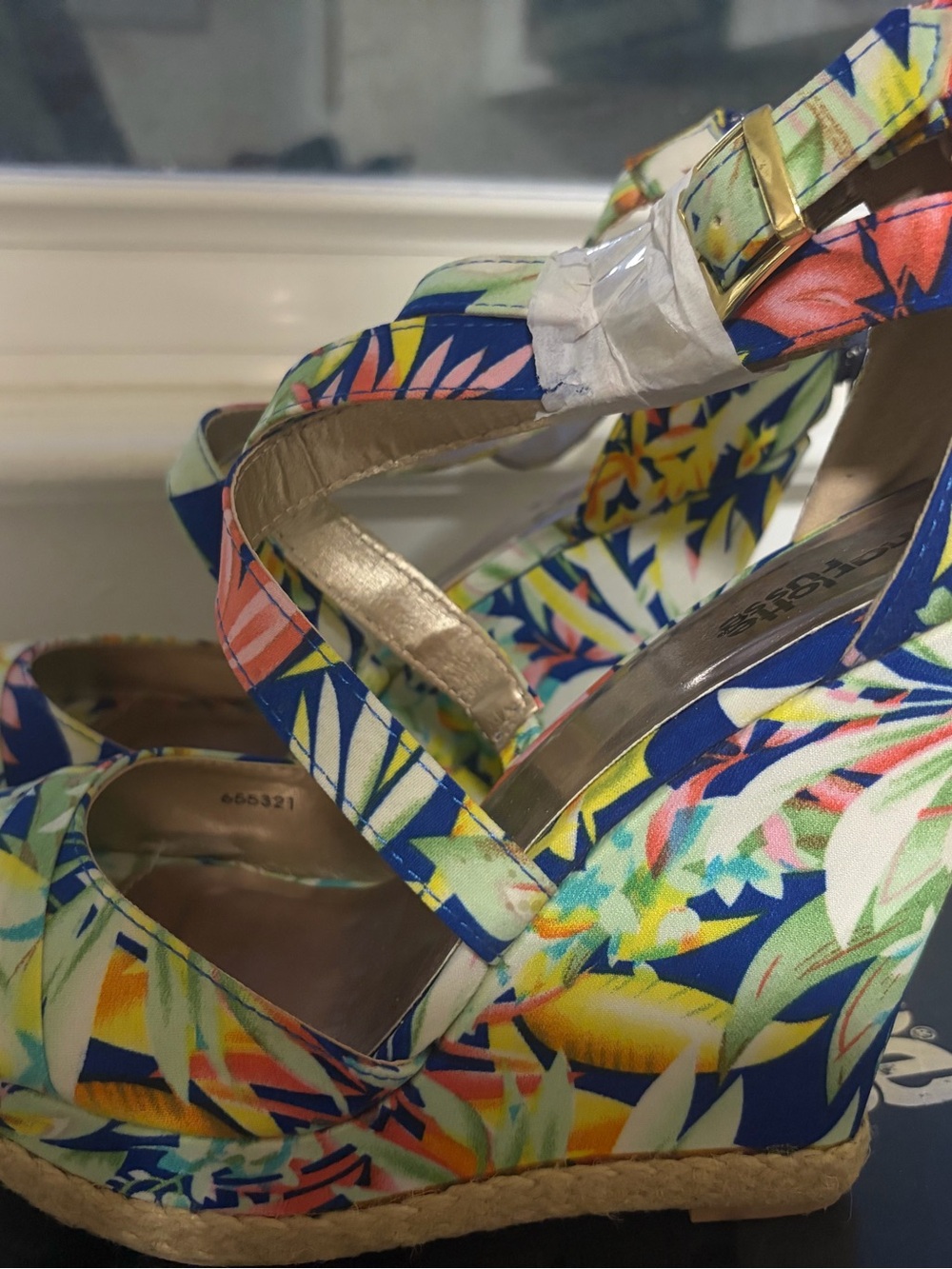 Women's Floral Espadrille Wedge Sandals - Multicolor